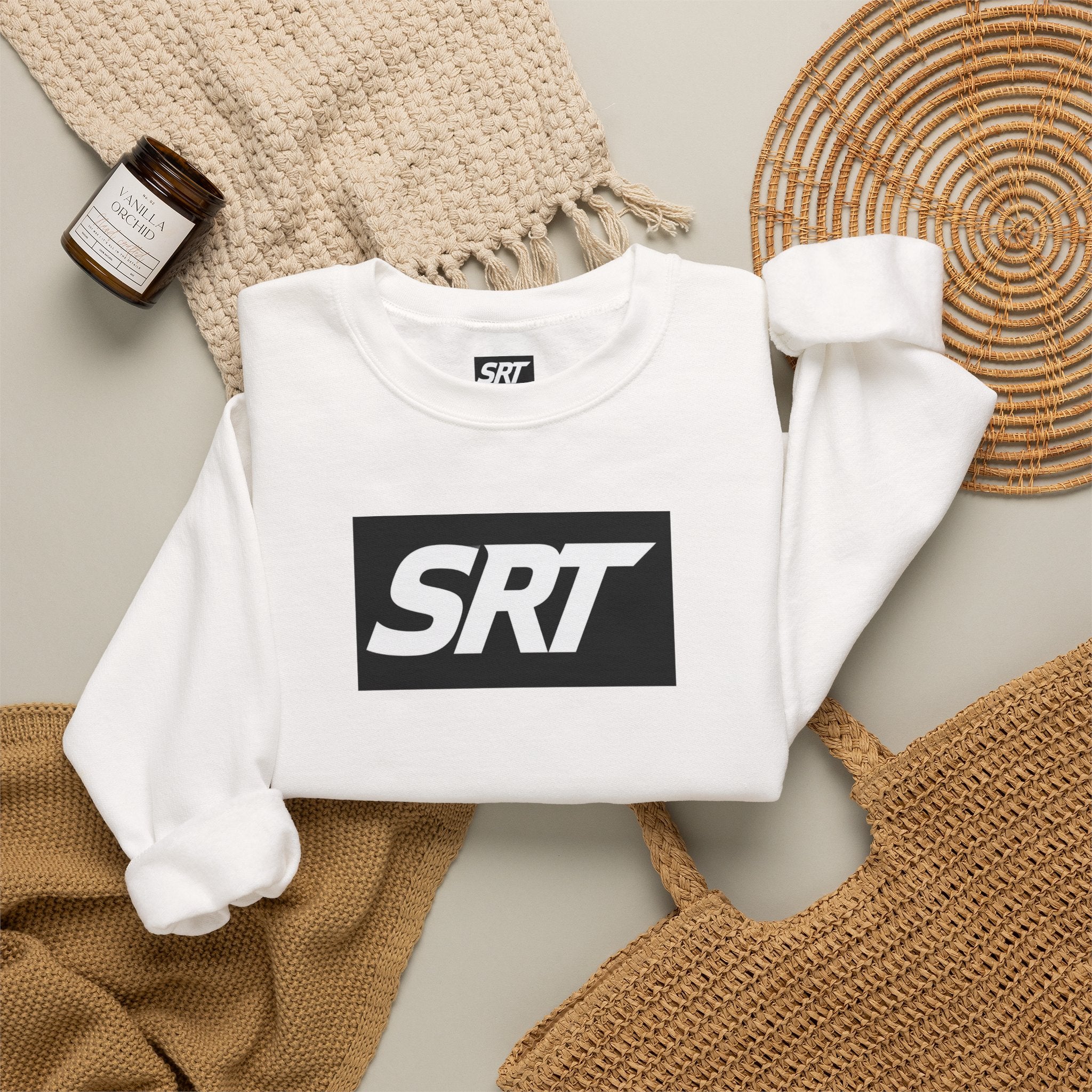SRT Logo Crewneck Sweatshirt — Minimalist Black Box Design